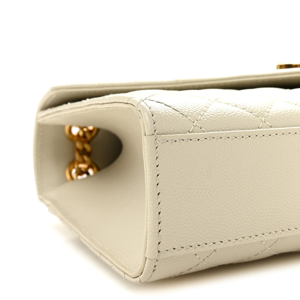 Grain De Poudre Textured Mixed Matelasse Medium Triquilt Monogram Satchel Crema Soft