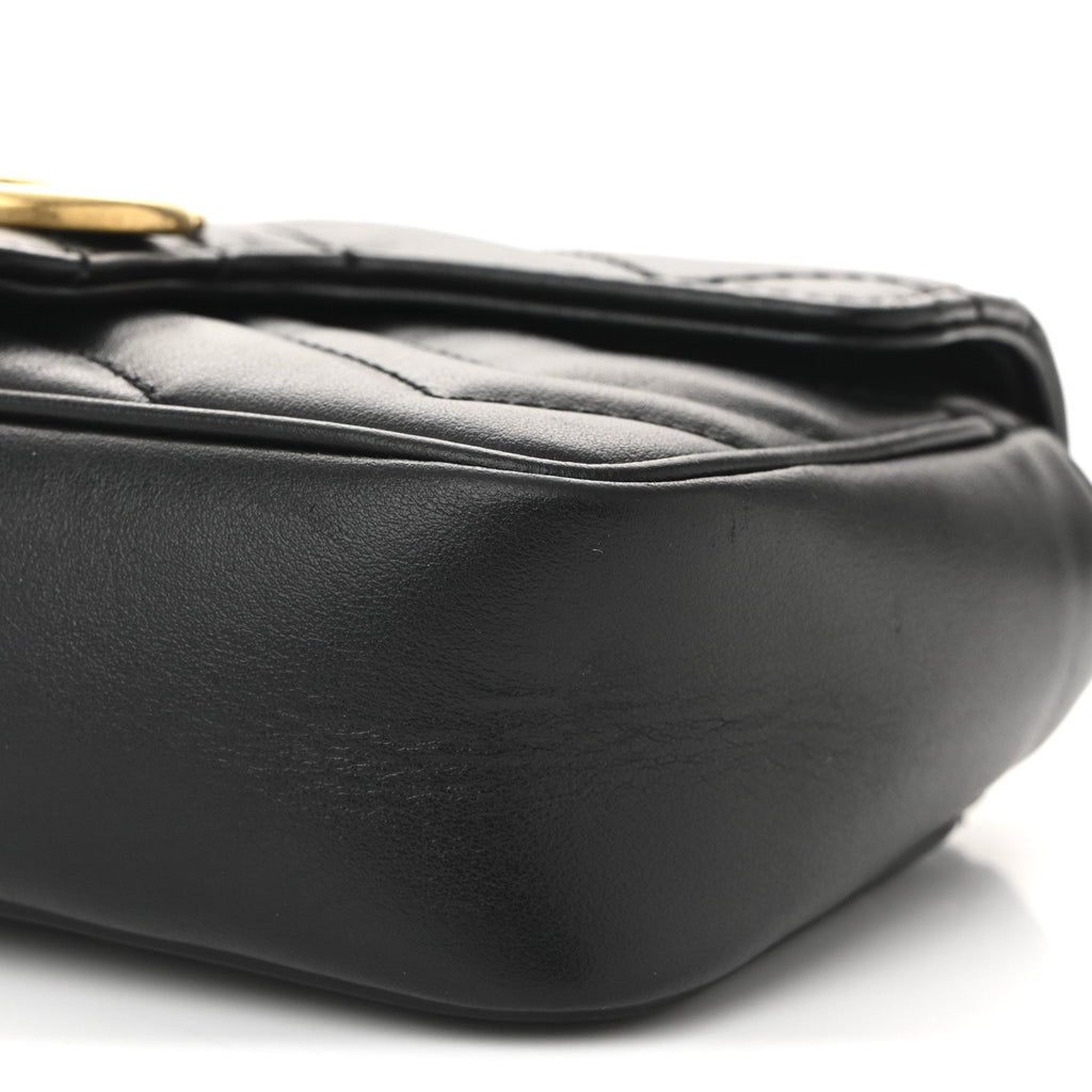 Calfskin Matelasse Super Mini GG Marmont Shoulder Bag Black