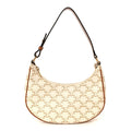Canvas Calfskin Ava Triomphe Shoulder Bag White