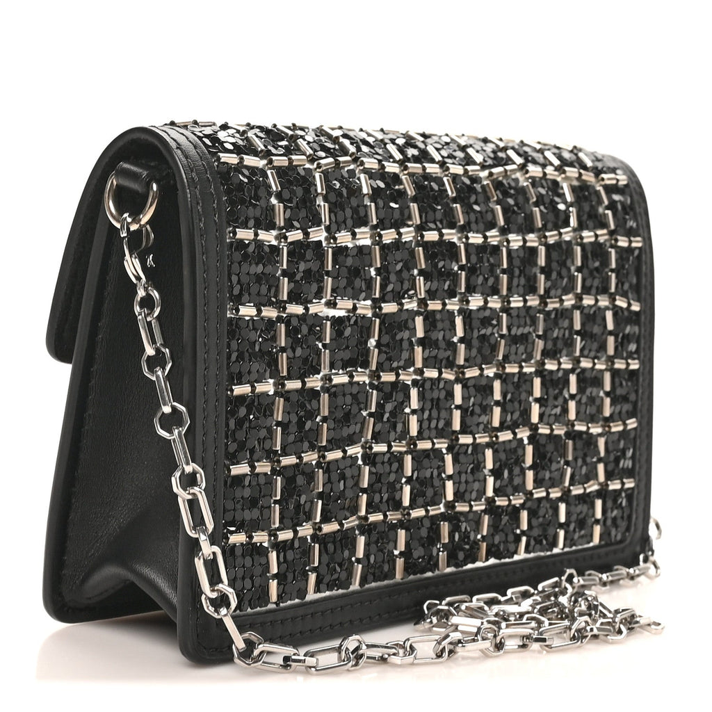 Tweed Sequin Dauphine Minaudiere Black