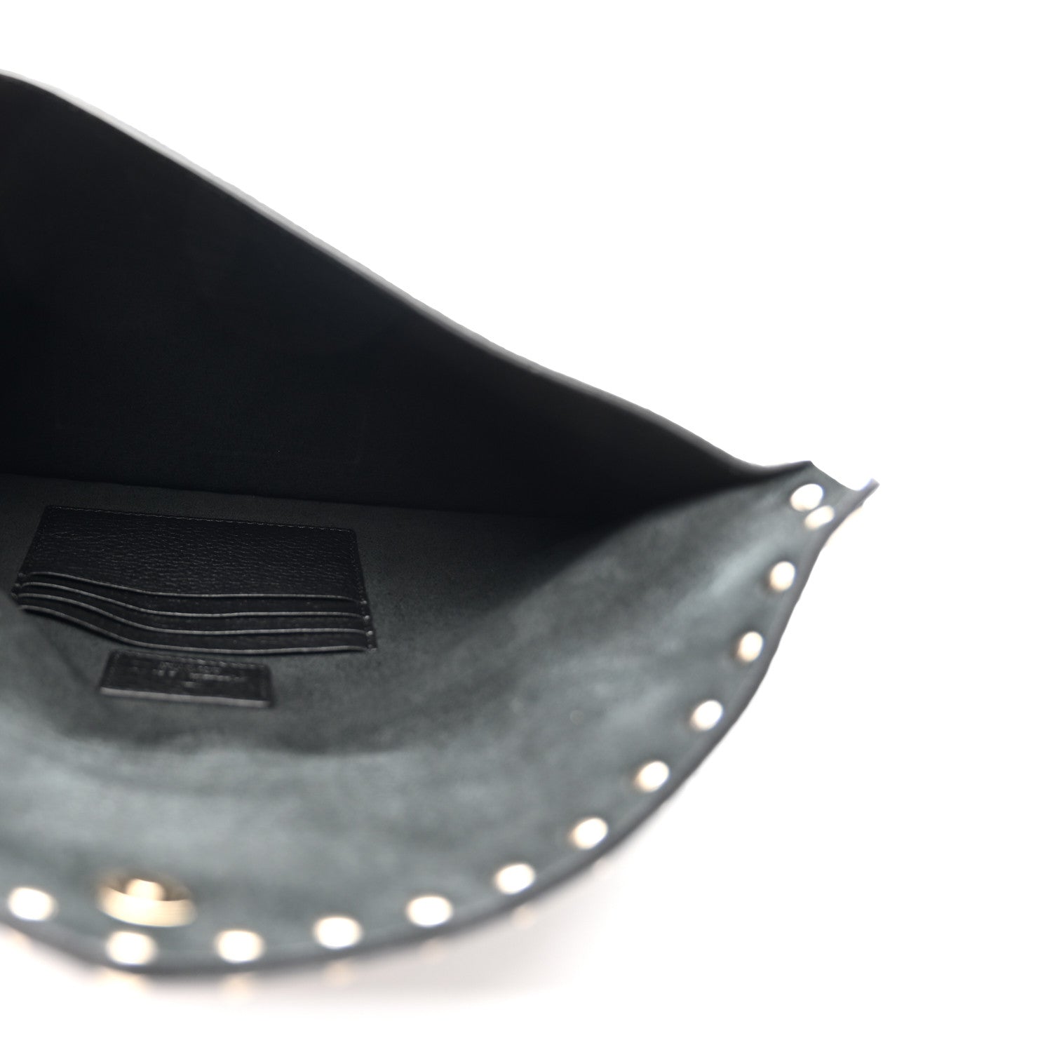 Pebbled Calfskin Large Rockstud Envelope Clutch Black