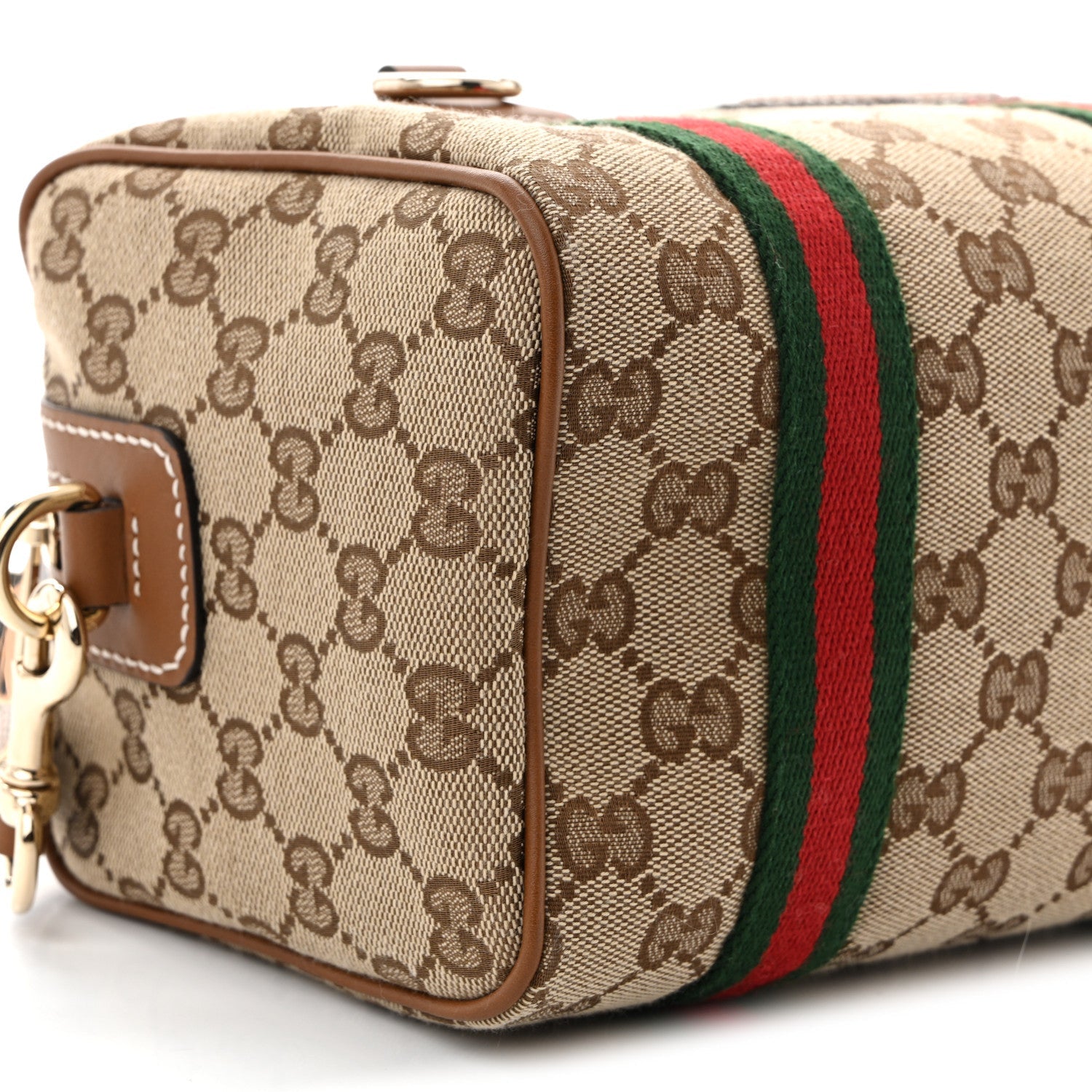 GG Supreme Web Mini GG Top Handle Bag Beige Ebony Dark Brown