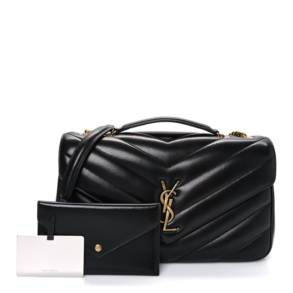 Lambskin Chevron Quilted Medium Loulou Black