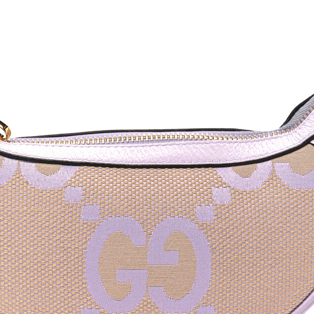 Monogram Jumbo GG Textured Dollar Calfskin Mini Ophidia Half Moon Hobo Beige Lapis