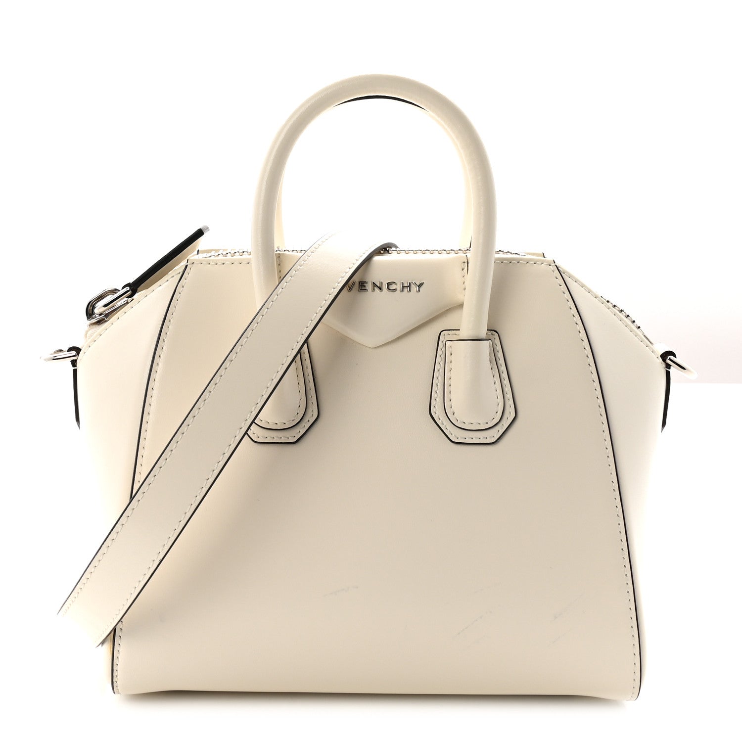 Shiny Lord Calfskin Mini Antigona Ivory