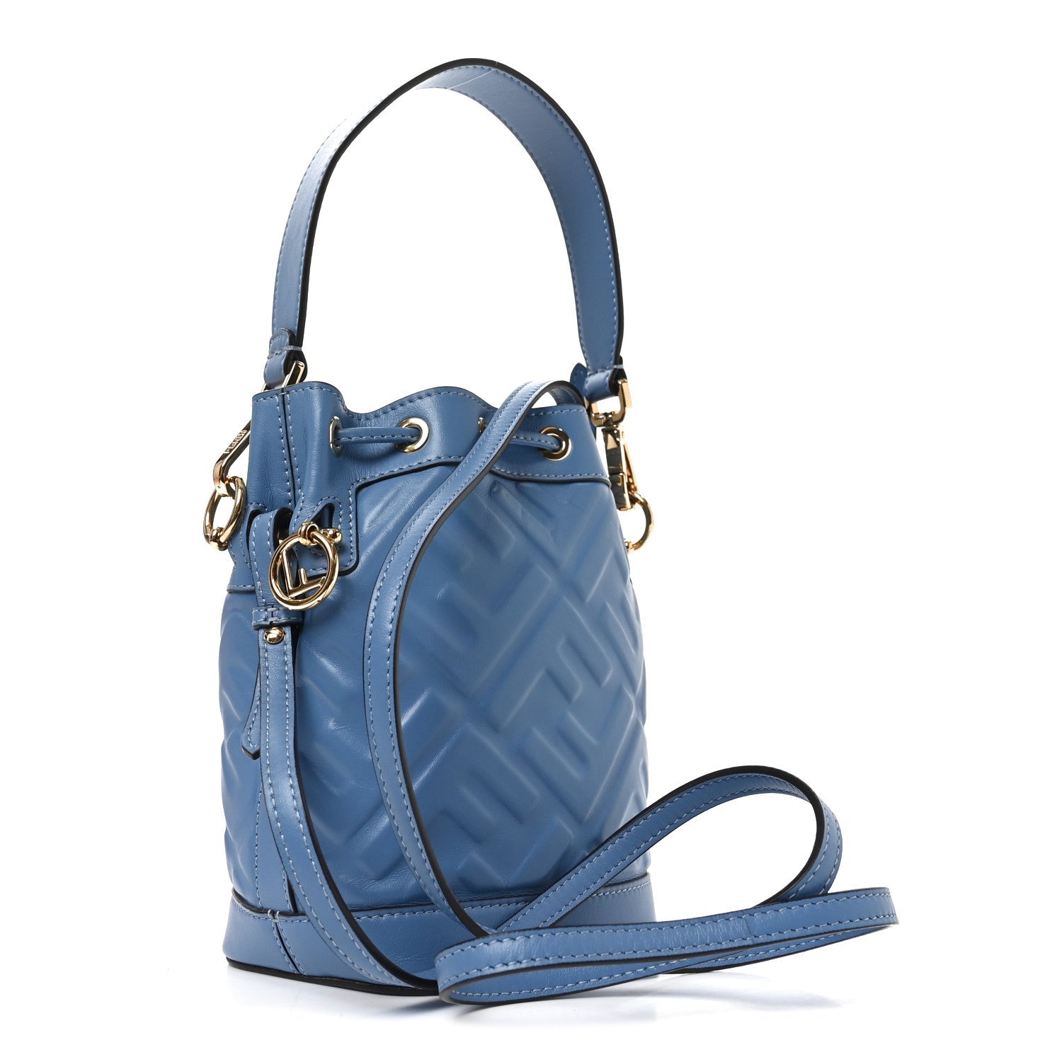 Vitello Liberty F is Fendi FF 1974 Embossed Mini Mon Tresor Bucket Bag Nebula