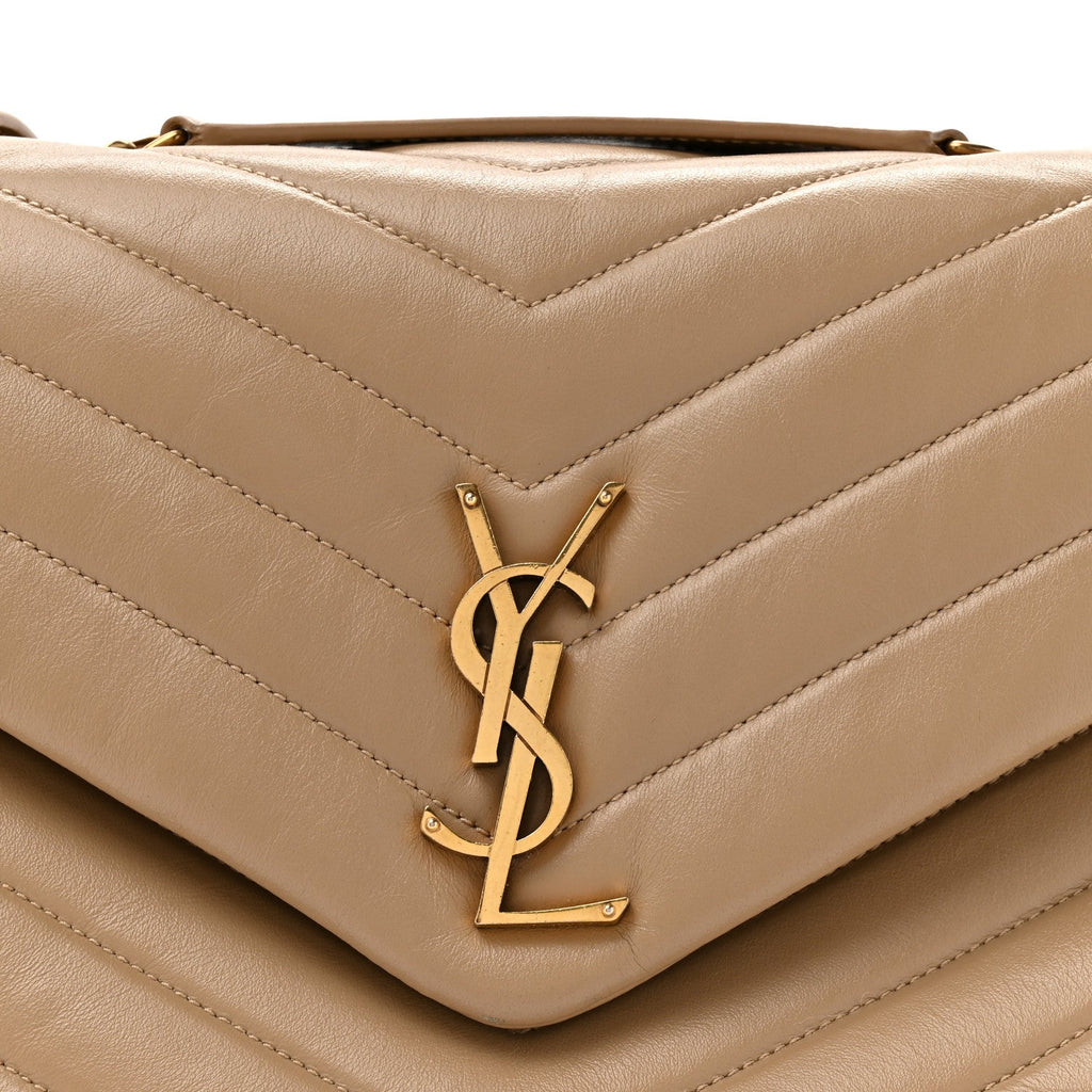 Calfskin Y Quilted Monogram Medium Loulou Chain Satchel Dark Beige