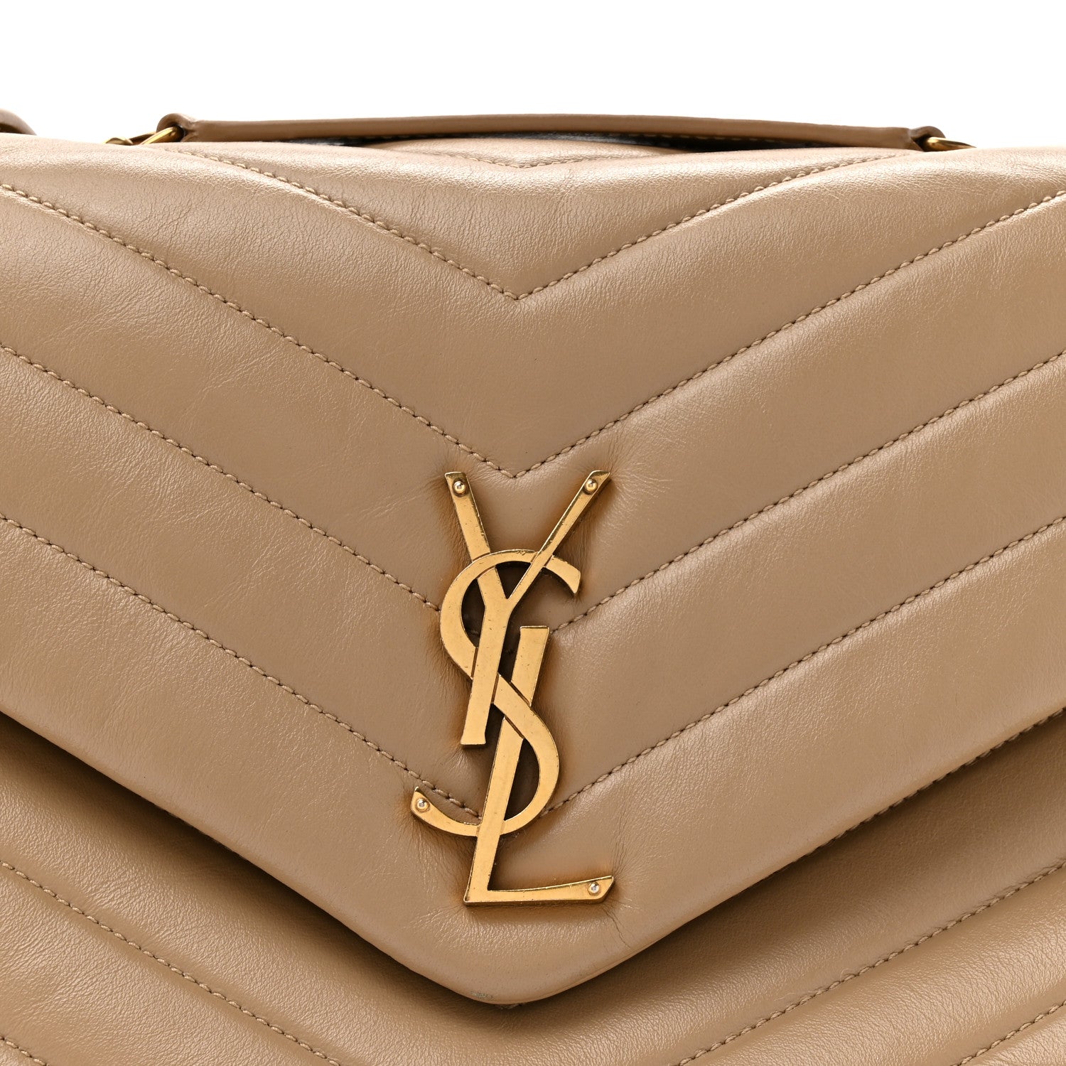 Calfskin Y Quilted Monogram Medium Loulou Chain Satchel Dark Beige