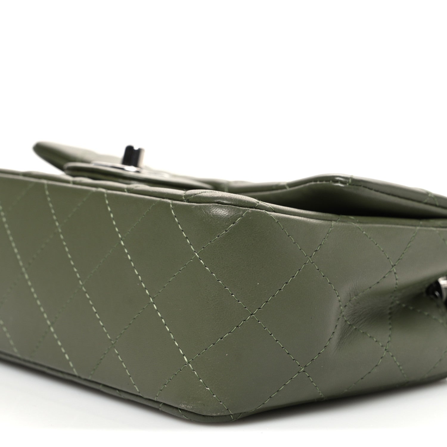 Lambskin Quilted Mini Rectangular Flap Green