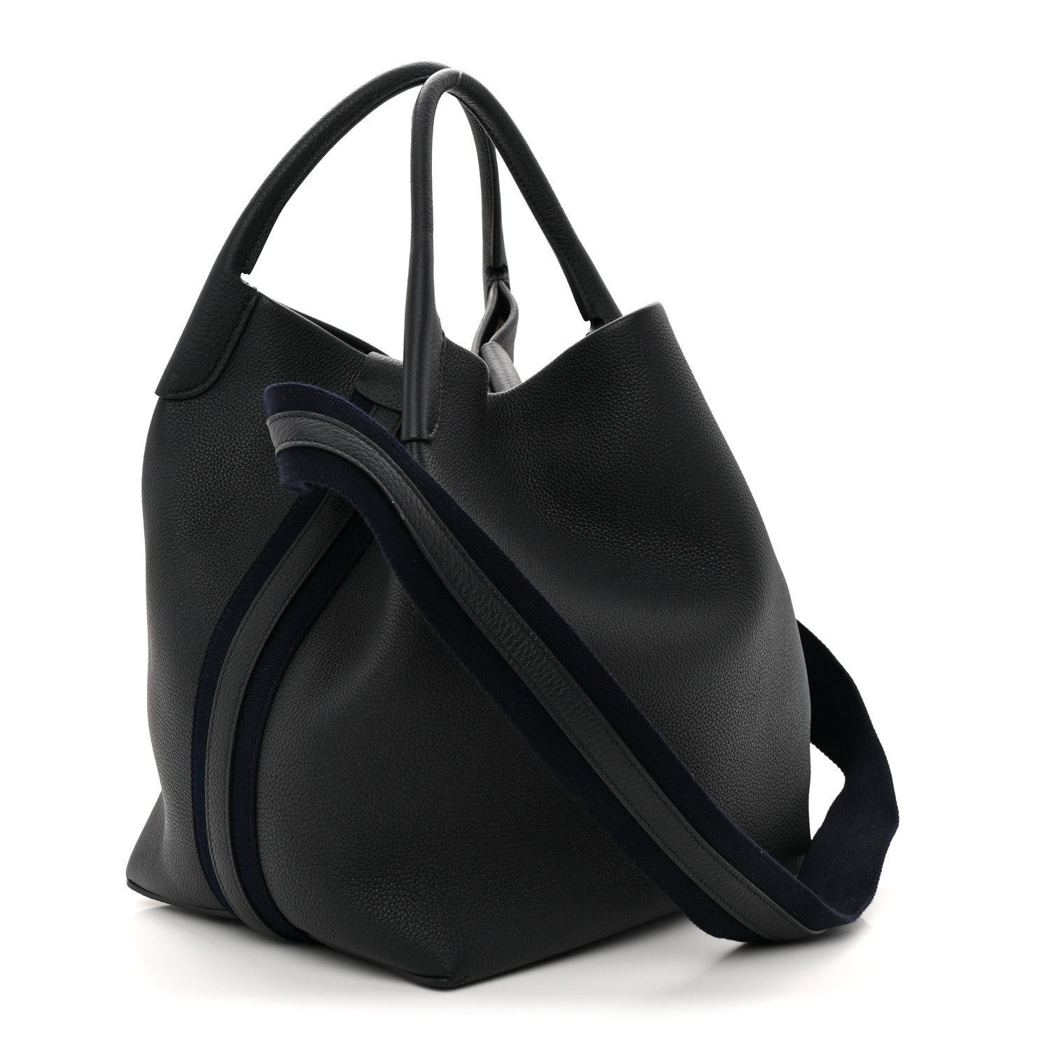 Grained Calfskin Large Bale Bag Navy Blue