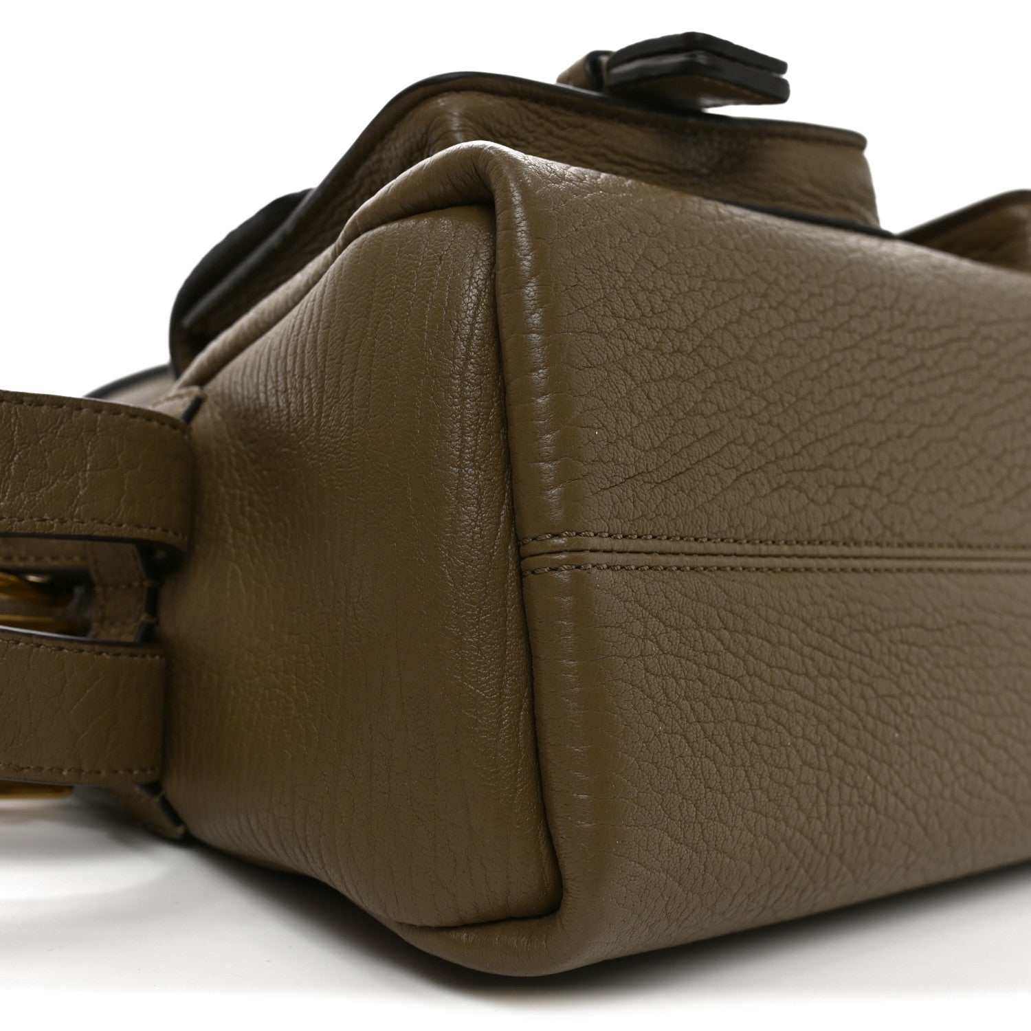 Natural Grain Calfskin Maggie Shoulder Bag Linen Green