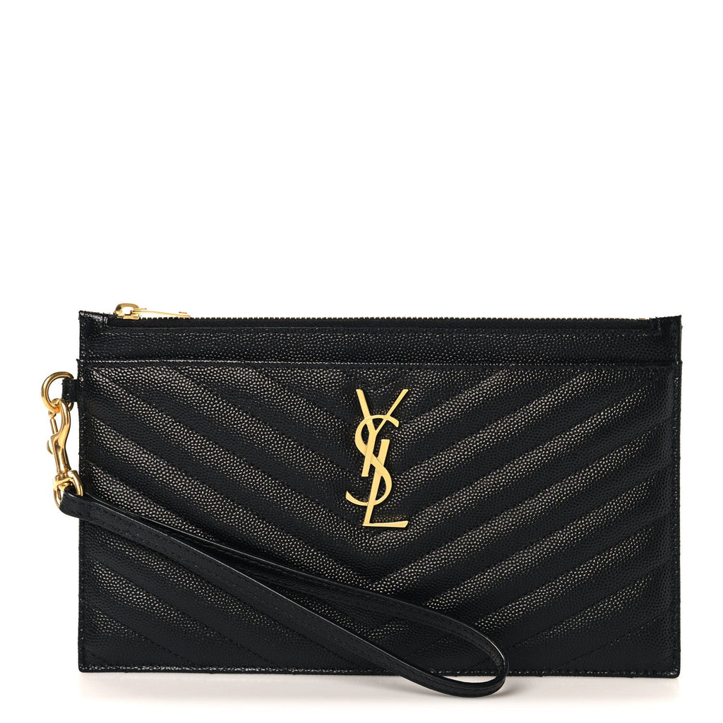 Grain De Poudre Chevron Monogram Large Bill Pouch Black