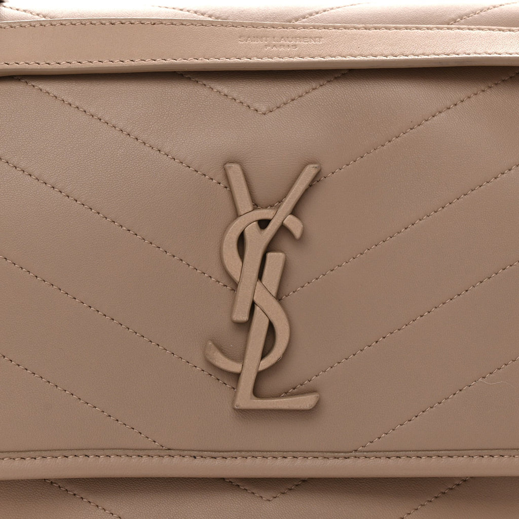 Lambskin Matelasse Monogram Medium Niki Chain Satchel Dark Beige