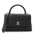 Caviar Quilted Small Coco Handle Flap Black
