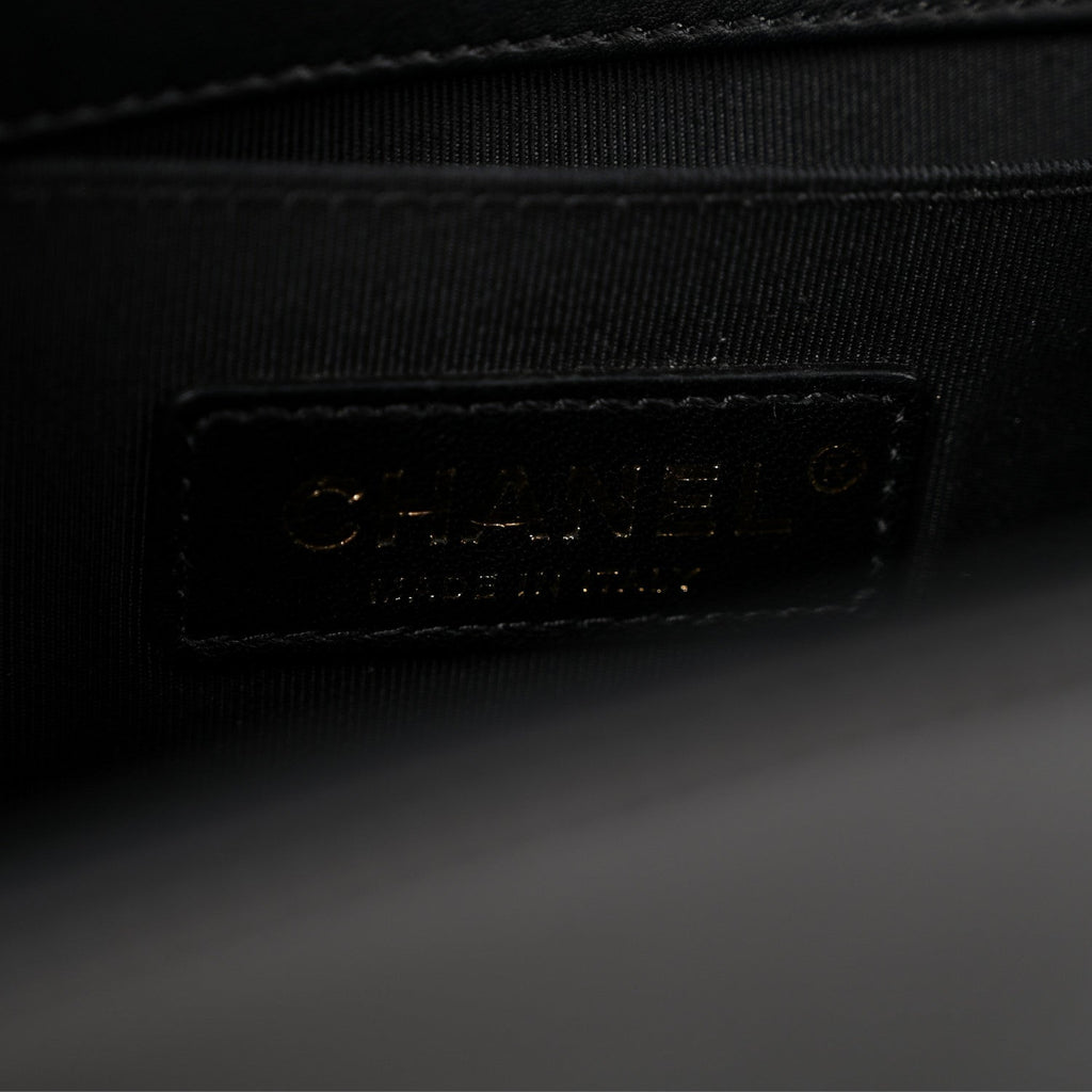 Lambskin Quilted Medium Boy Flap Black
