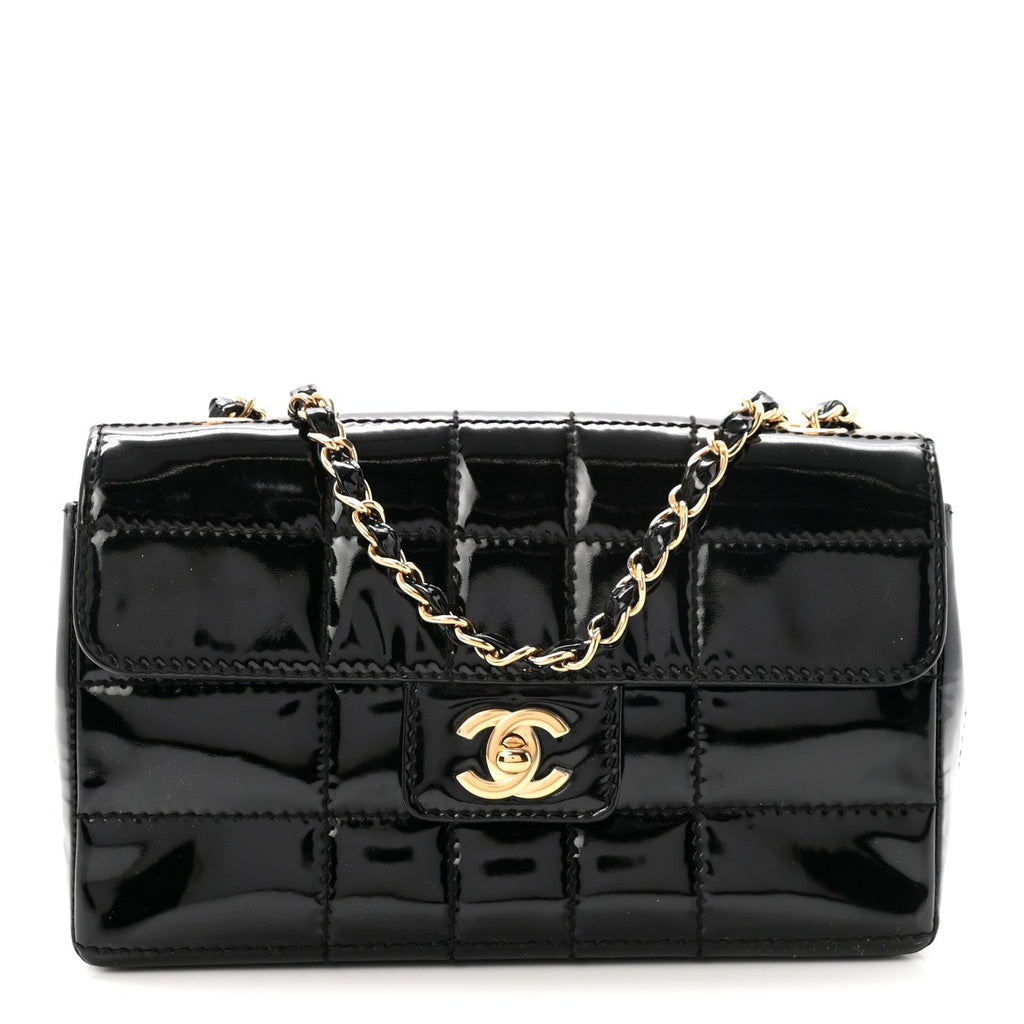 Patent Medium Chocolate Bar Flap Black