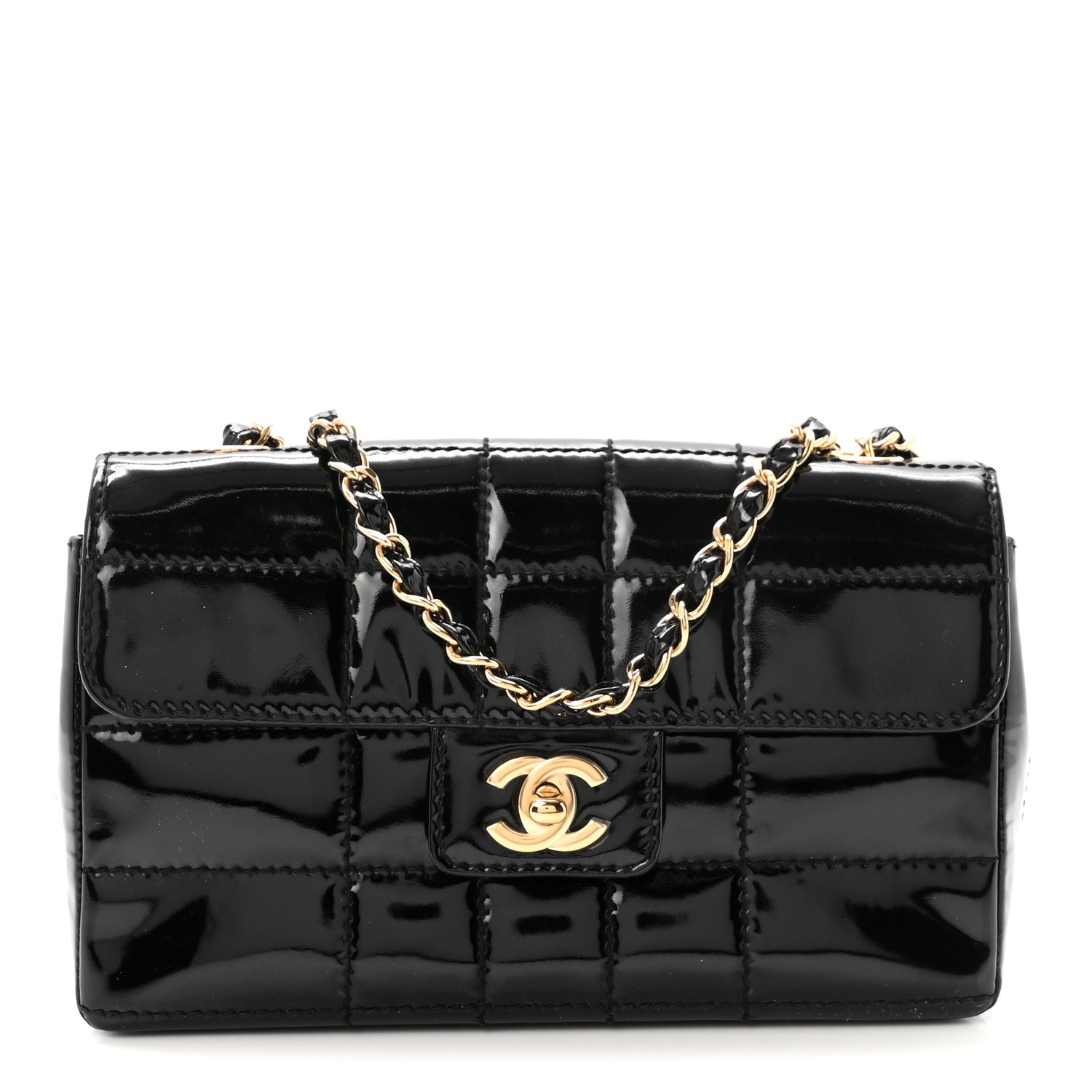 Patent Medium Chocolate Bar Flap Black
