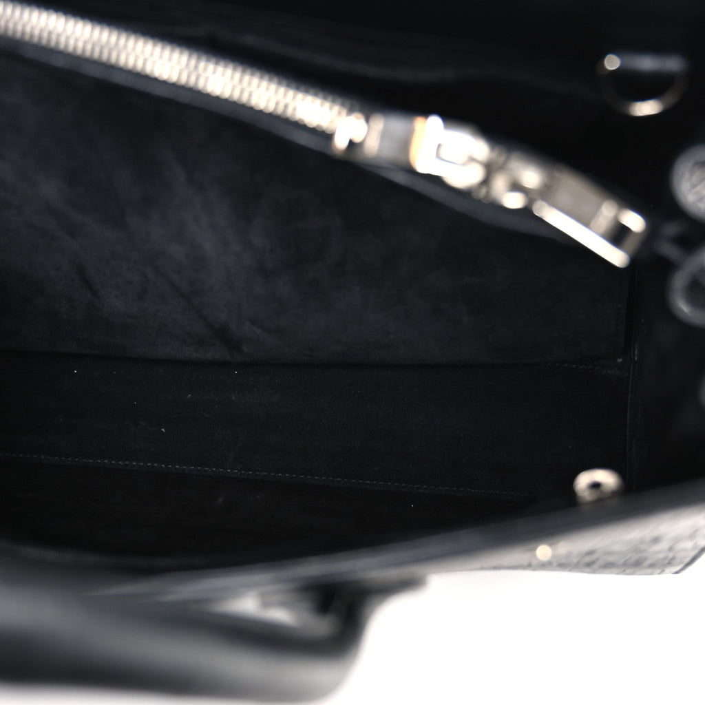 Calfskin Crocodile Embossed Small Sac de Jour Black