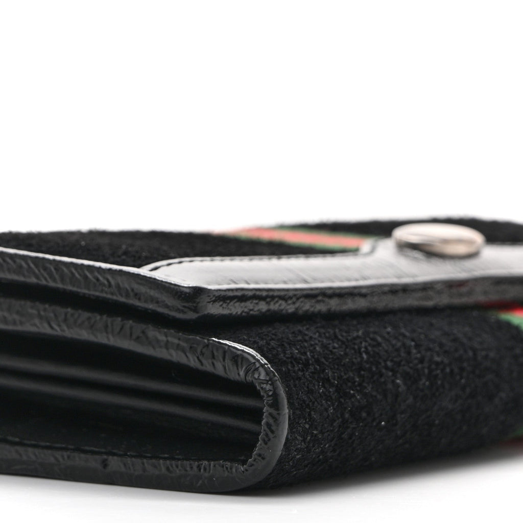 Suede Patent Web Ophidia Wallet On Chain Black