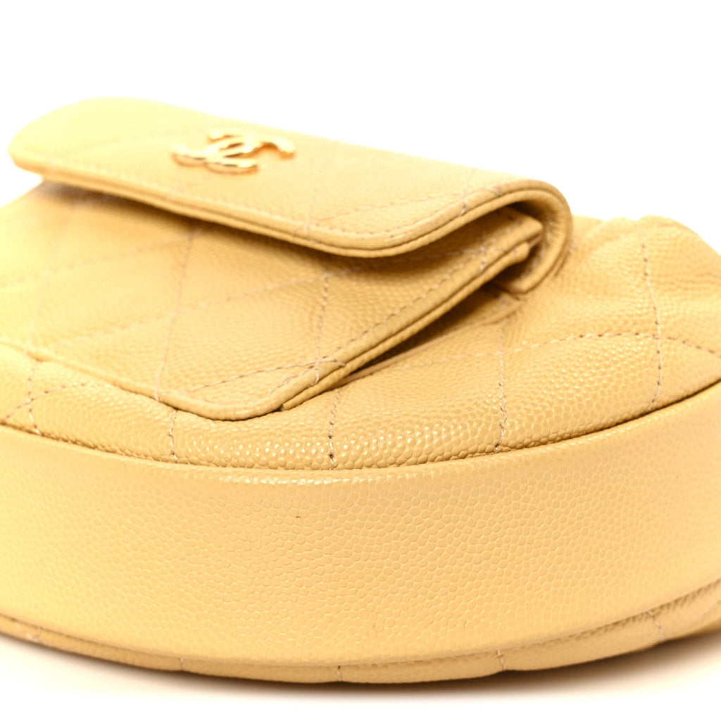 Caviar Quilted Polly Pocket Pouch Hobo Yellow