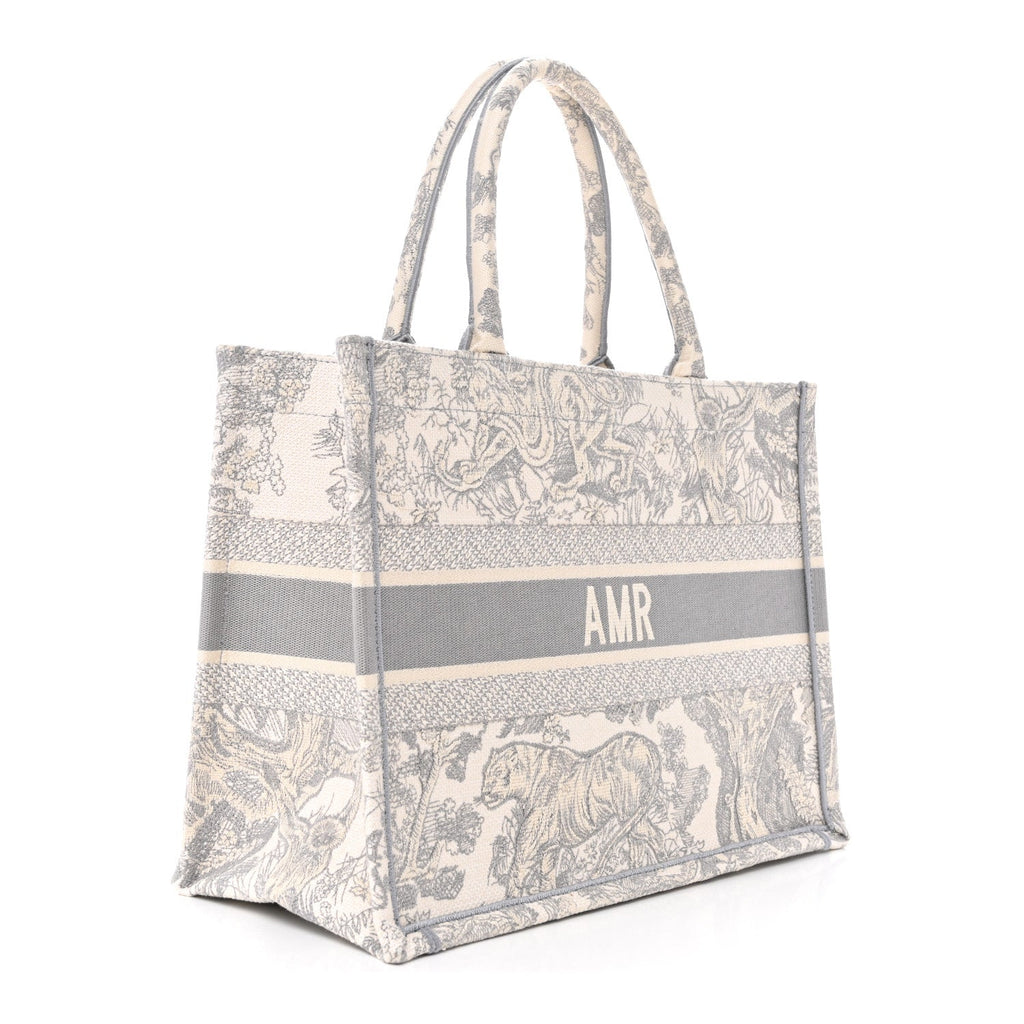 Canvas Embroidered Medium Dioriviera Toile De Jouy Book Tote Gray