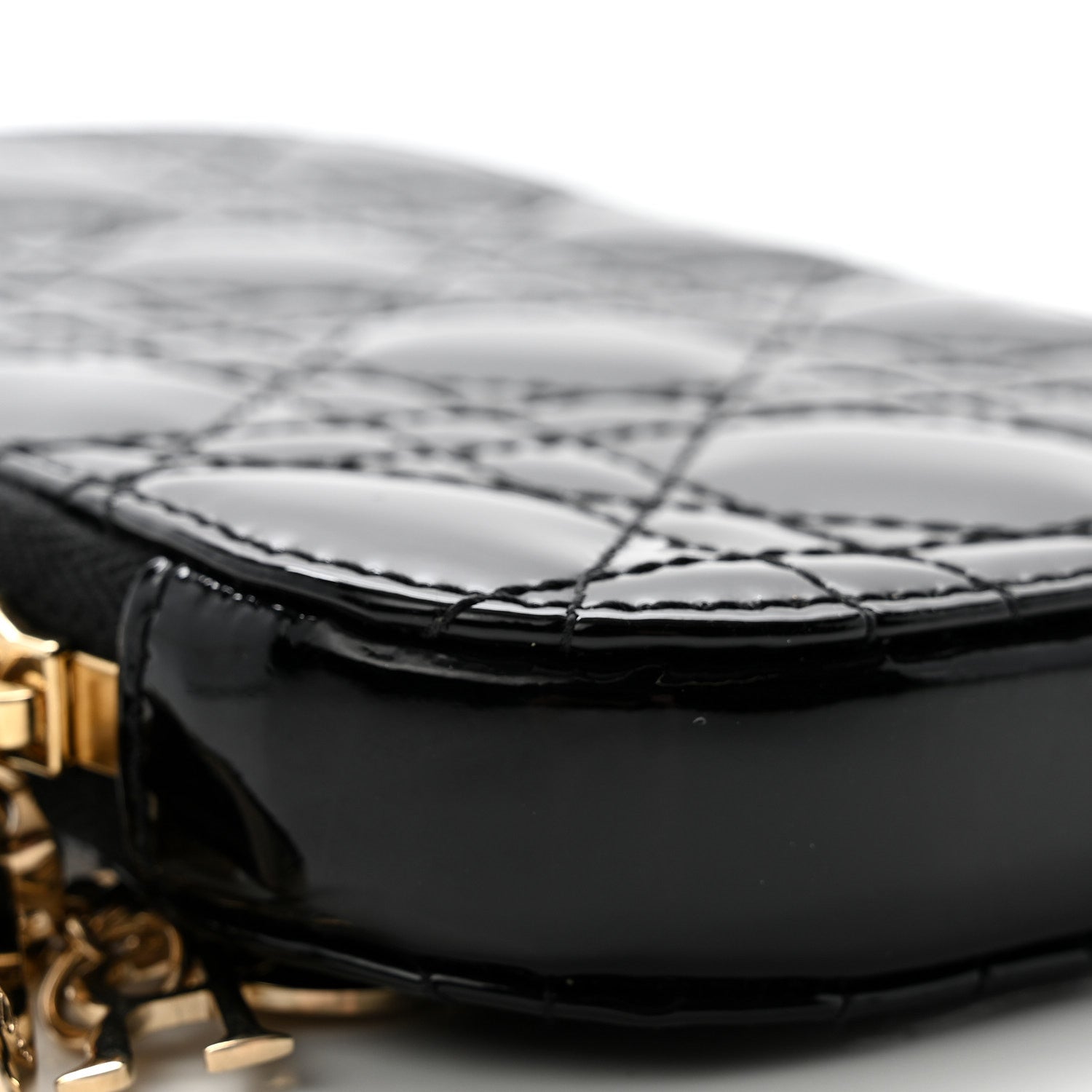 Patent Cannage Lady Dior Phone Holder Black