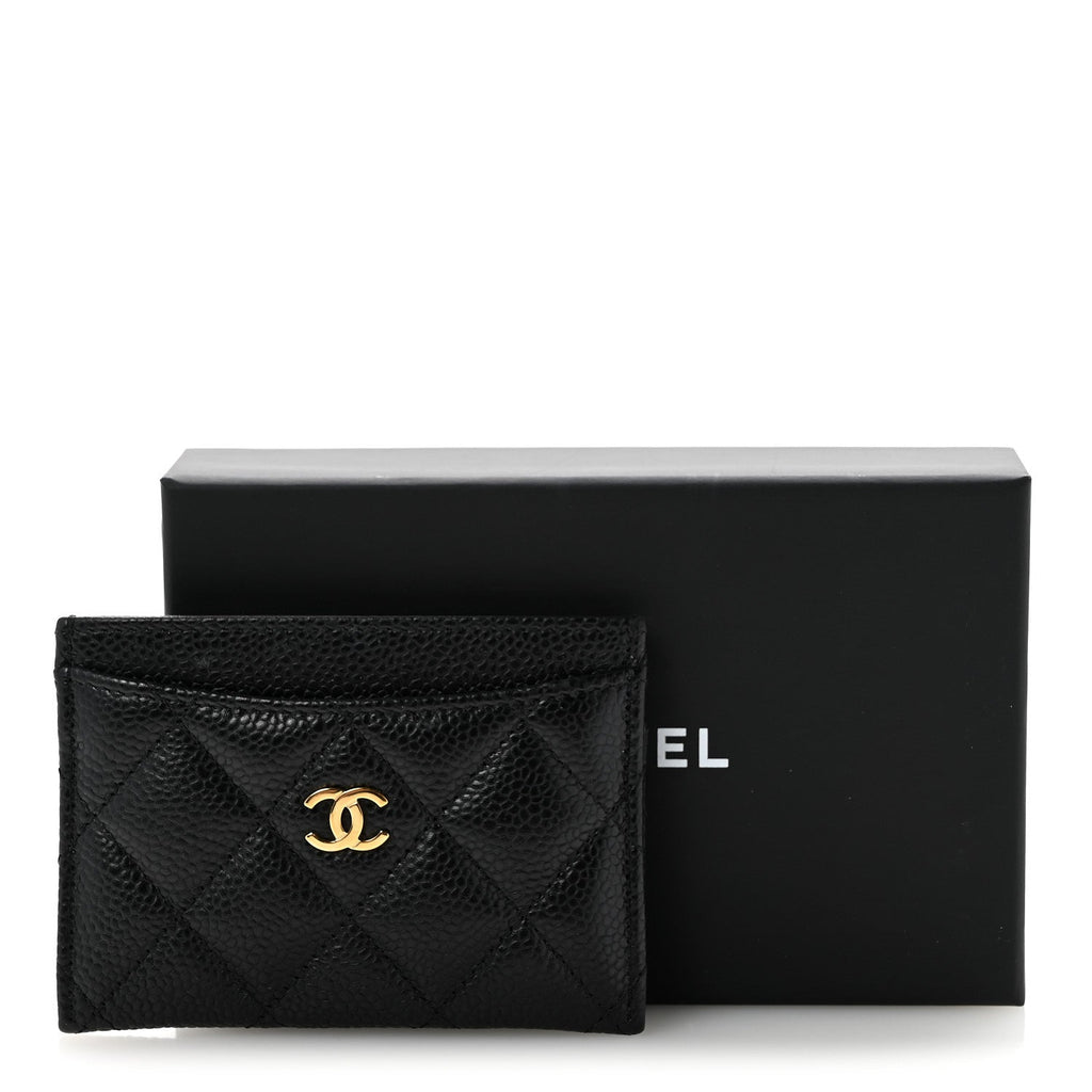 Caviar Quilted Card Holder Black