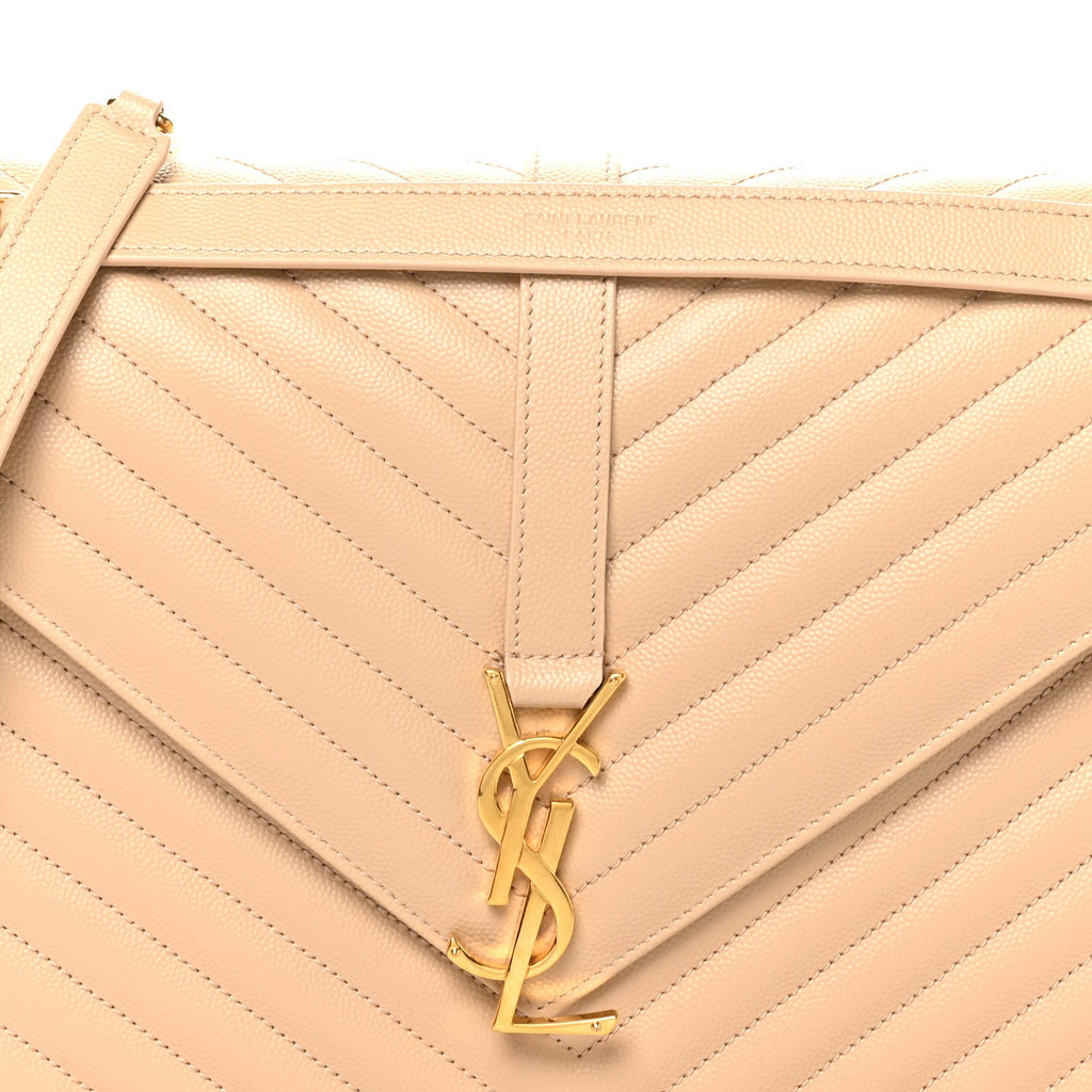 Grain De Poudre Matelasse Chevron Large Monogram Satchel Nude Powder