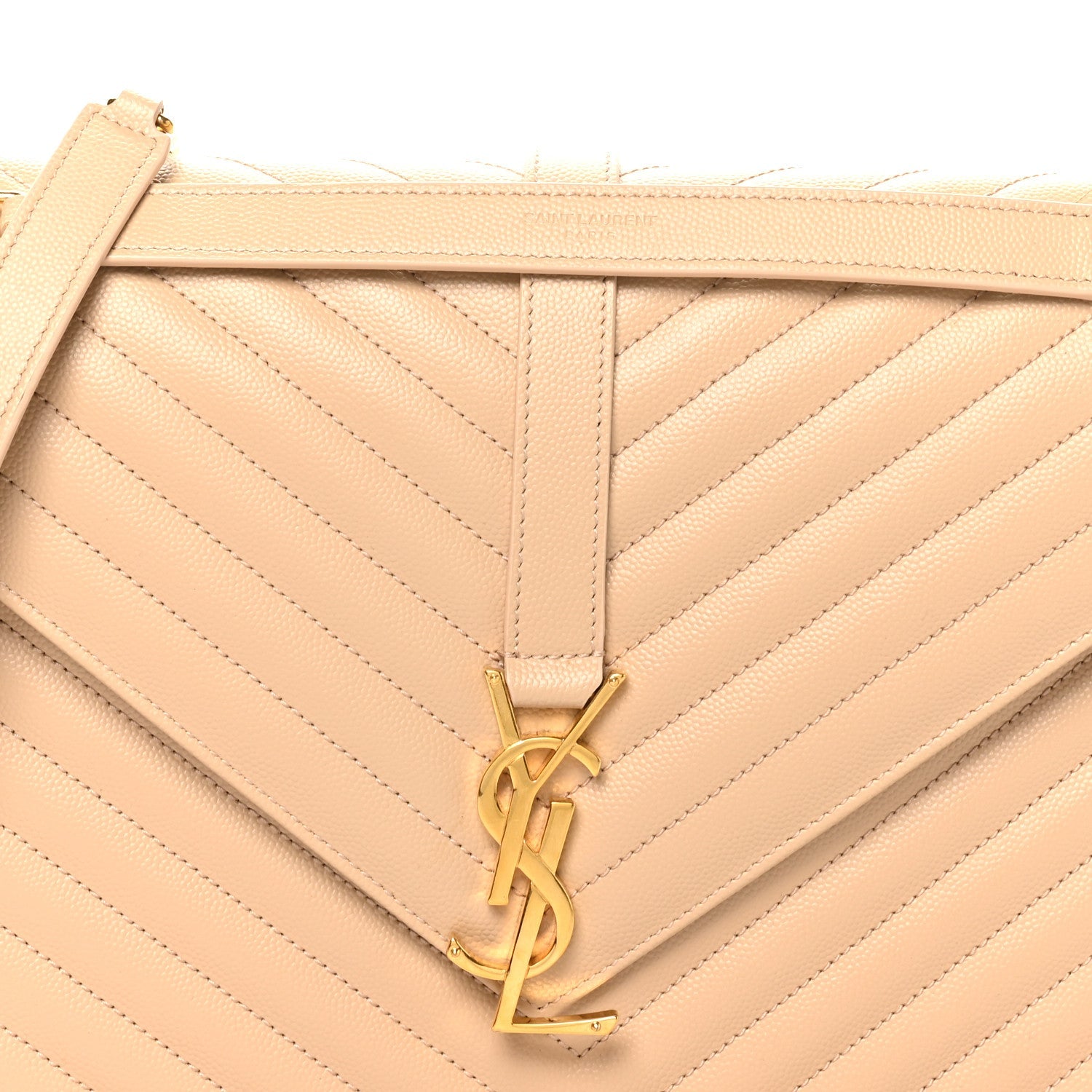 Grain De Poudre Matelasse Chevron Large Monogram Satchel Nude Powder