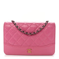 Aged Calfskin Quilted Gabrielle Wallet On Chain WOC Pink