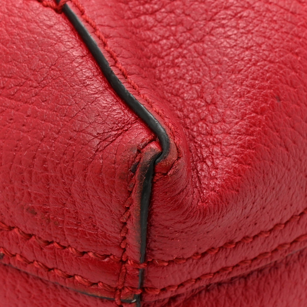 Canvas Calfskin Sylvie Stripe Logo Mens Tote Red White Blue