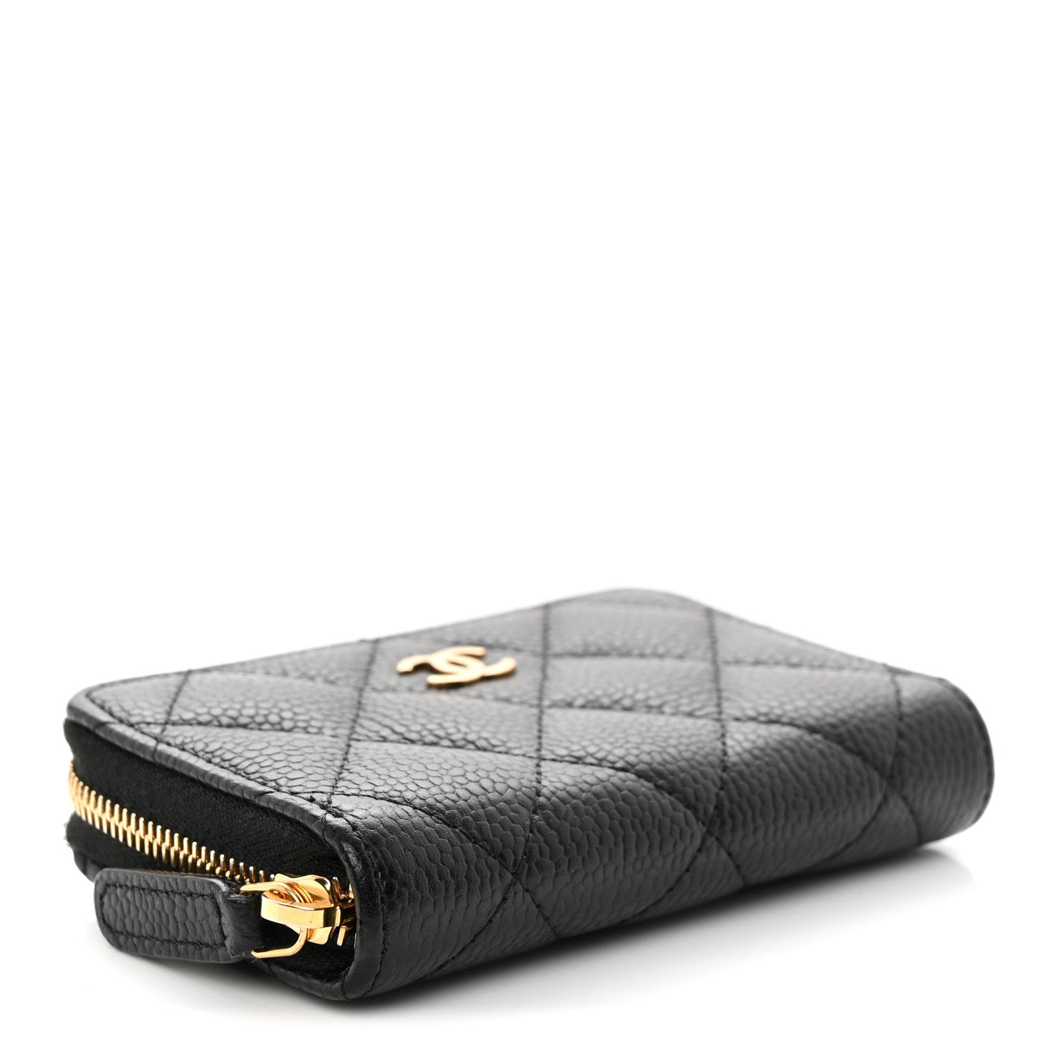 Caviar Quilted Zip Coin Purse Black