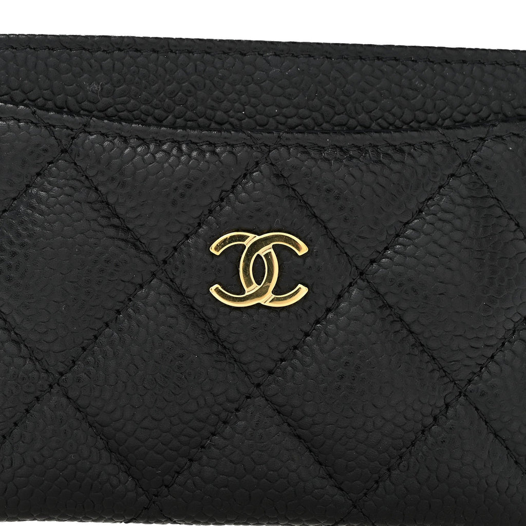 Caviar Quilted Card Holder Black