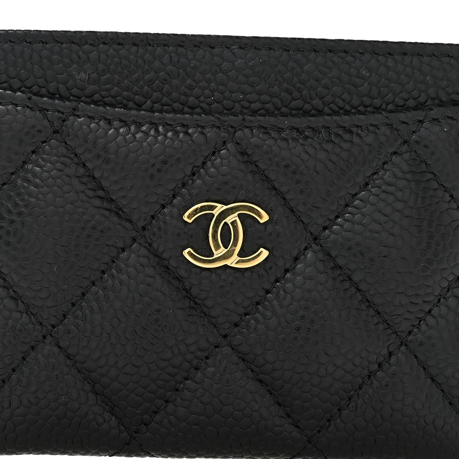 Caviar Quilted Card Holder Black
