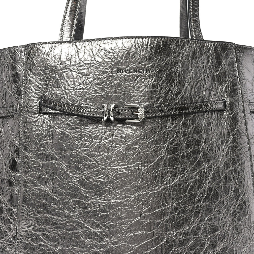 Metallic Calfskin Voyou Medium Tote Bag Silver