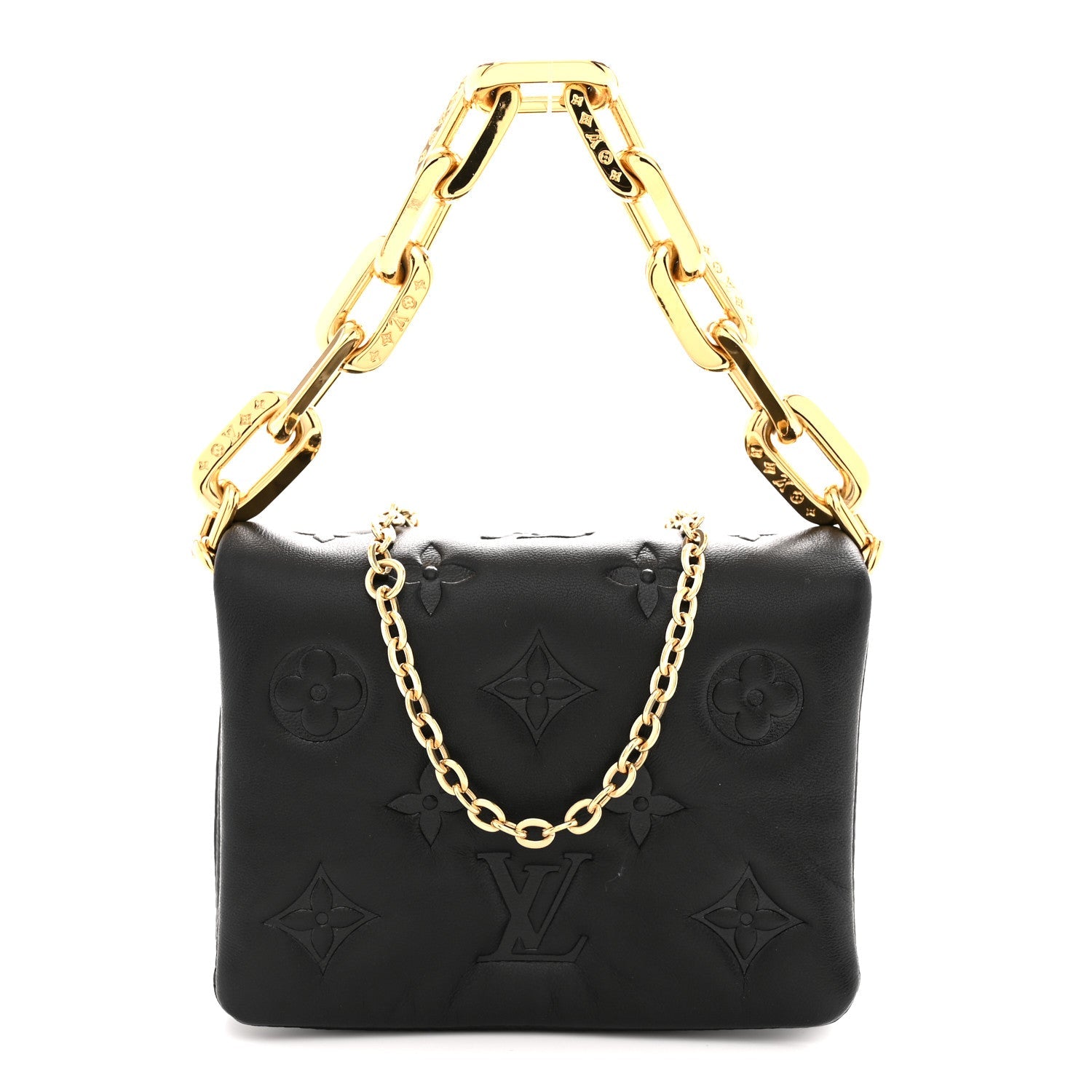 Lambskin Embossed Monogram Coussin Belt Bag Black