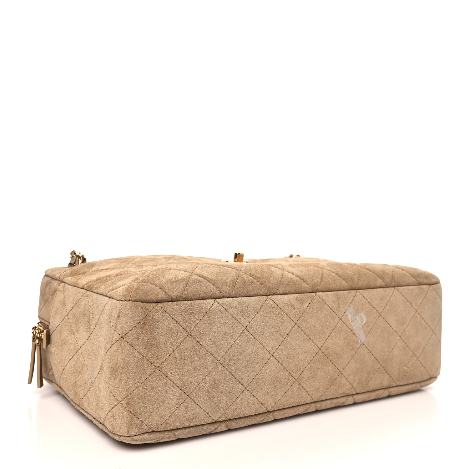 Suede Calfskin Quilted Camerissimo Camera Case Beige
