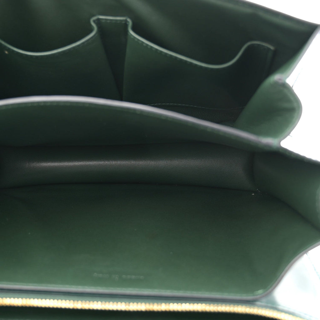 Spazzolato Calfskin Classic Box Medium Flap Bag Dark Green