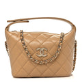 Caviar Quilted Hobo Dark Beige