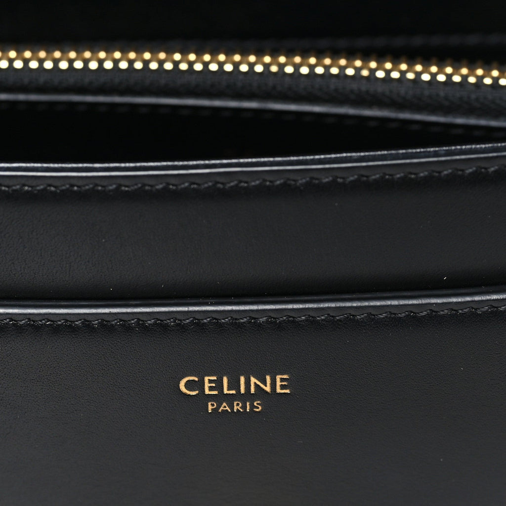 Satinated Calfskin Small 16 Top Handle Bag Black