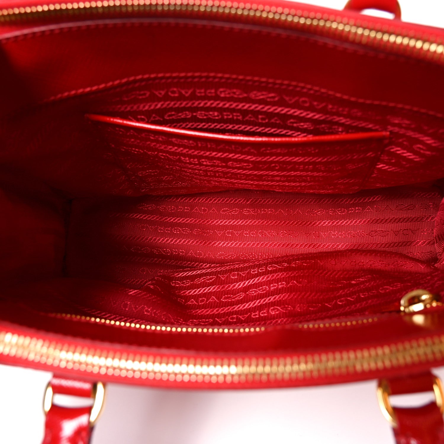 Saffiano Vernice Mini Galleria Double Zip Tote Rosso