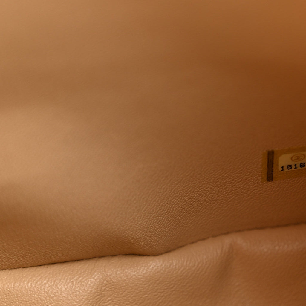 Caviar Quilted Jumbo Double Flap Light Beige