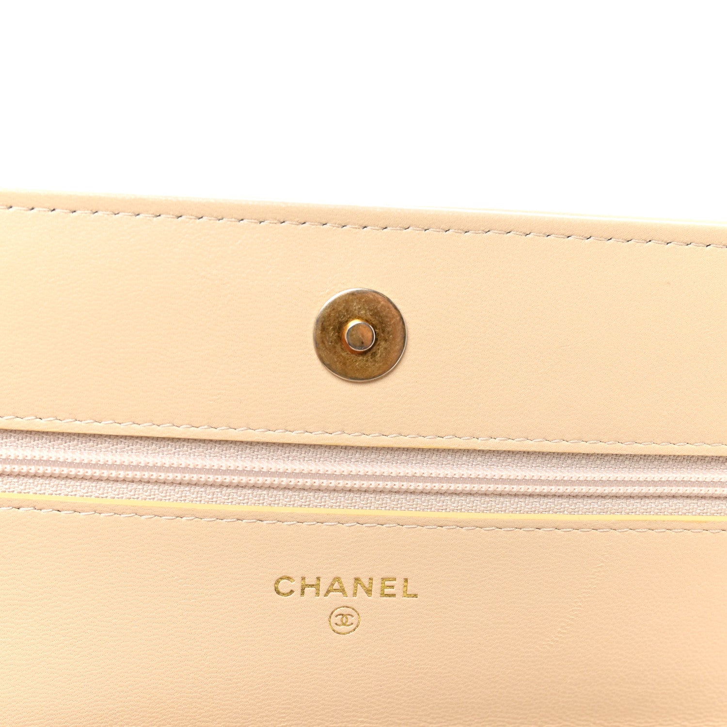 Lambskin Quilted Chanel 19 Wallet On Chain WOC Beige