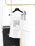 Chanel 24P white double C one shoulder top
