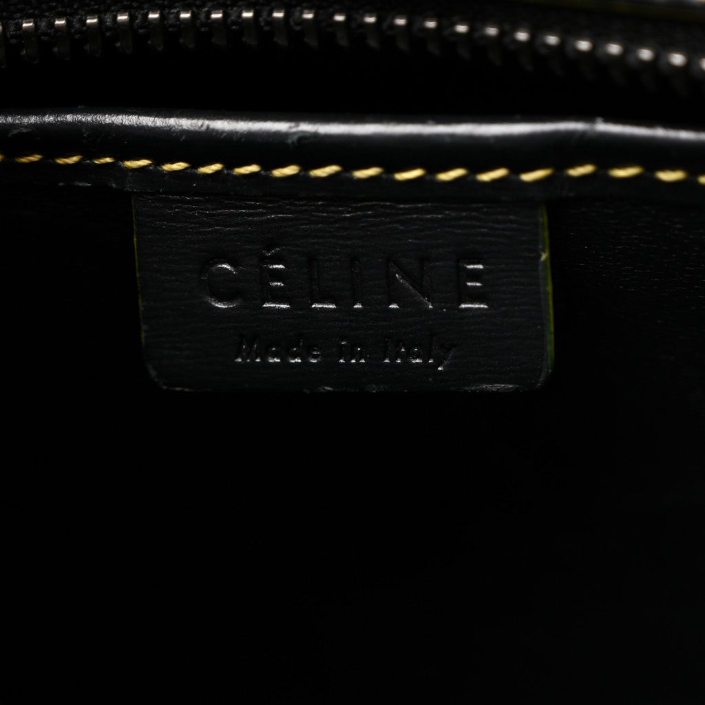Satin Calfskin Nano Debossed Luggage Black Yellow