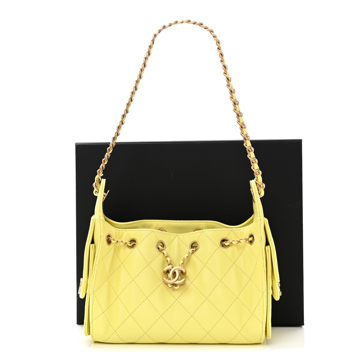 Caviar Quilted Mini Chanel 25 Handbag Yellow