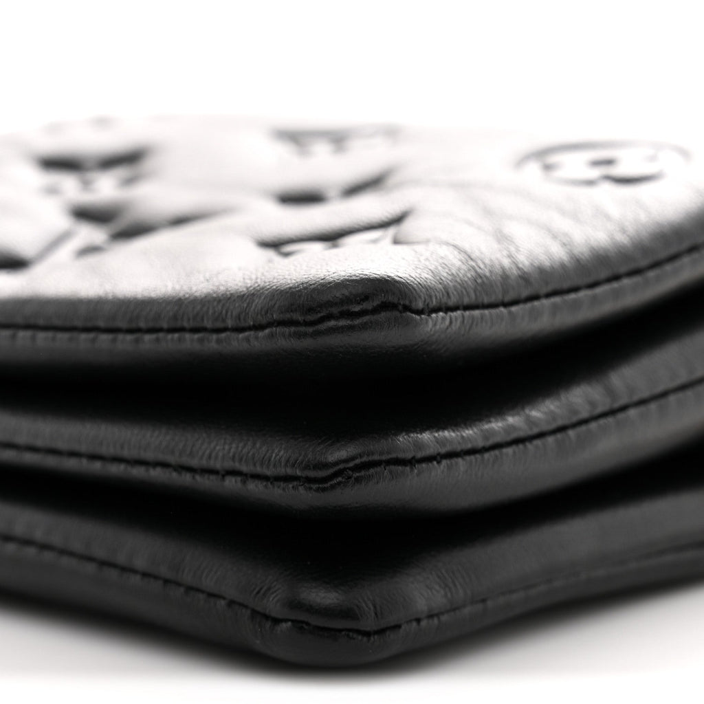Lambskin Embossed Monogram Coussin Belt Bag Black