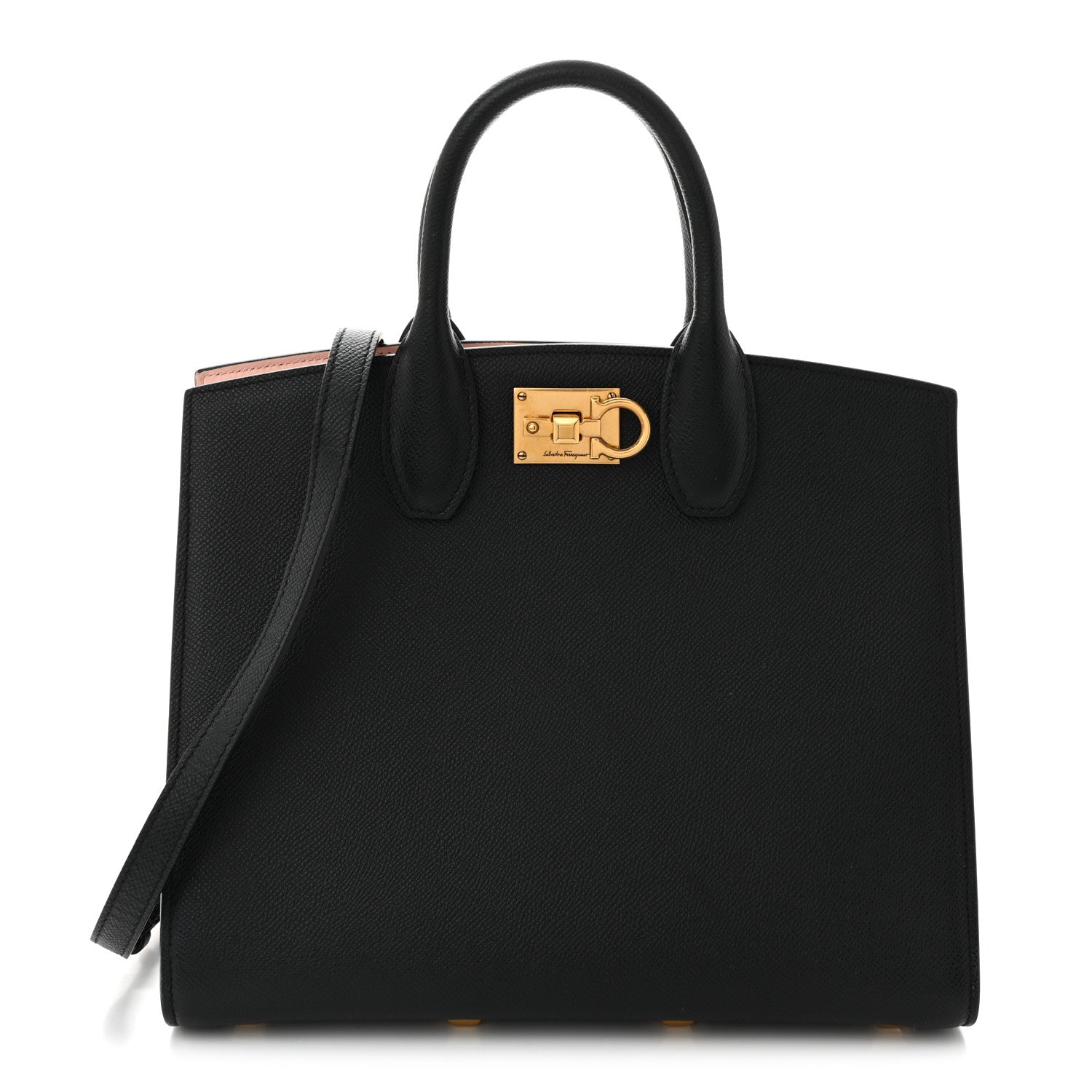 Hammered Calfskin Medium The Studio Box Bag Black