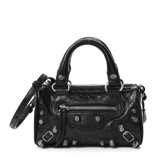 Agneau Arena Crystal Neo Nano Cagole Handbag Black