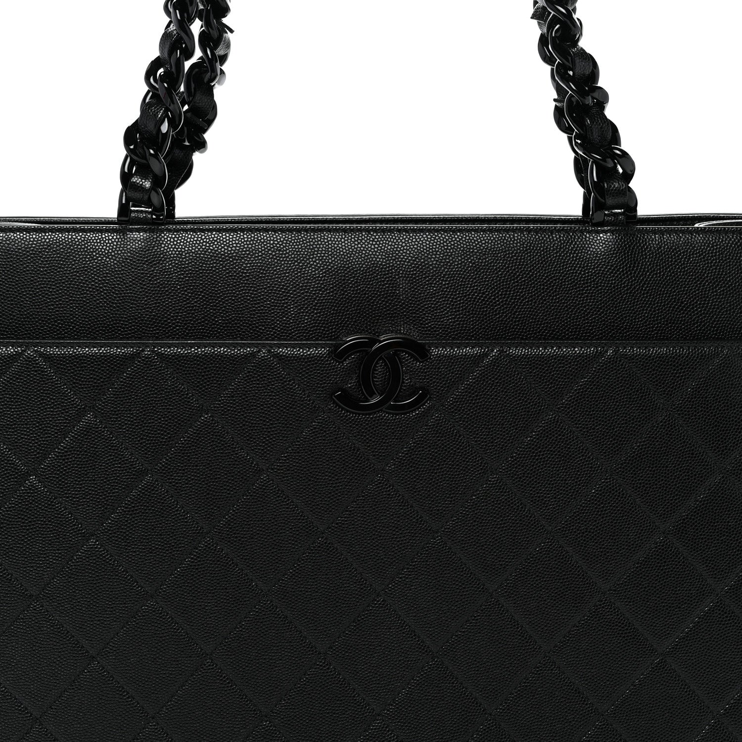 Caviar Quilted My Everything Large Shopping Tote Black